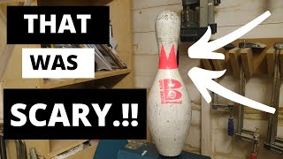 Look what happend when i tried to turn this bowling pin/woodturning