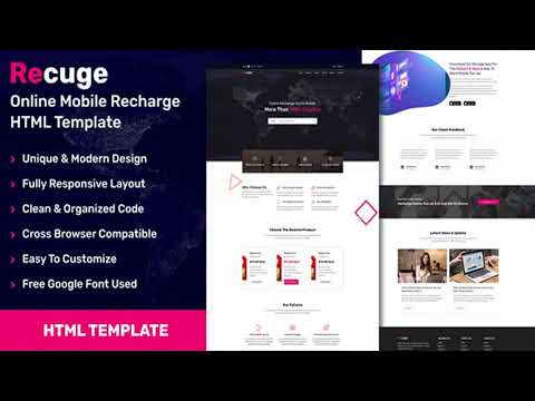 Recuge - Online Mobile Recharge HTML Template | Themeforest Website Templates and Themes