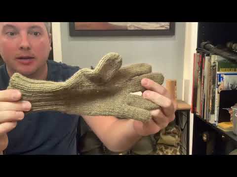 US Army Reenactor WWII WW2 Gloves Leather Palm Wool Knitted