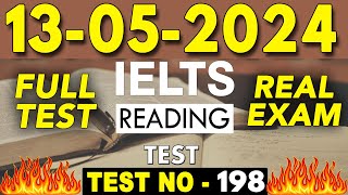 IELTS Reading Test 2024 with Answers | 13.05.2024 | Test No - 198