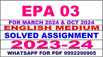 epa 3 solved assignment 2023-24 | epa 3 solved assignment in english 2024 | epa 3 2024