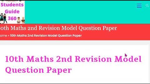 10th Maths 2nd Revision Test Model Question Paper TM March 2022
