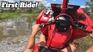 First Ride On My New Built Honda Rancher! (Deep Water!)