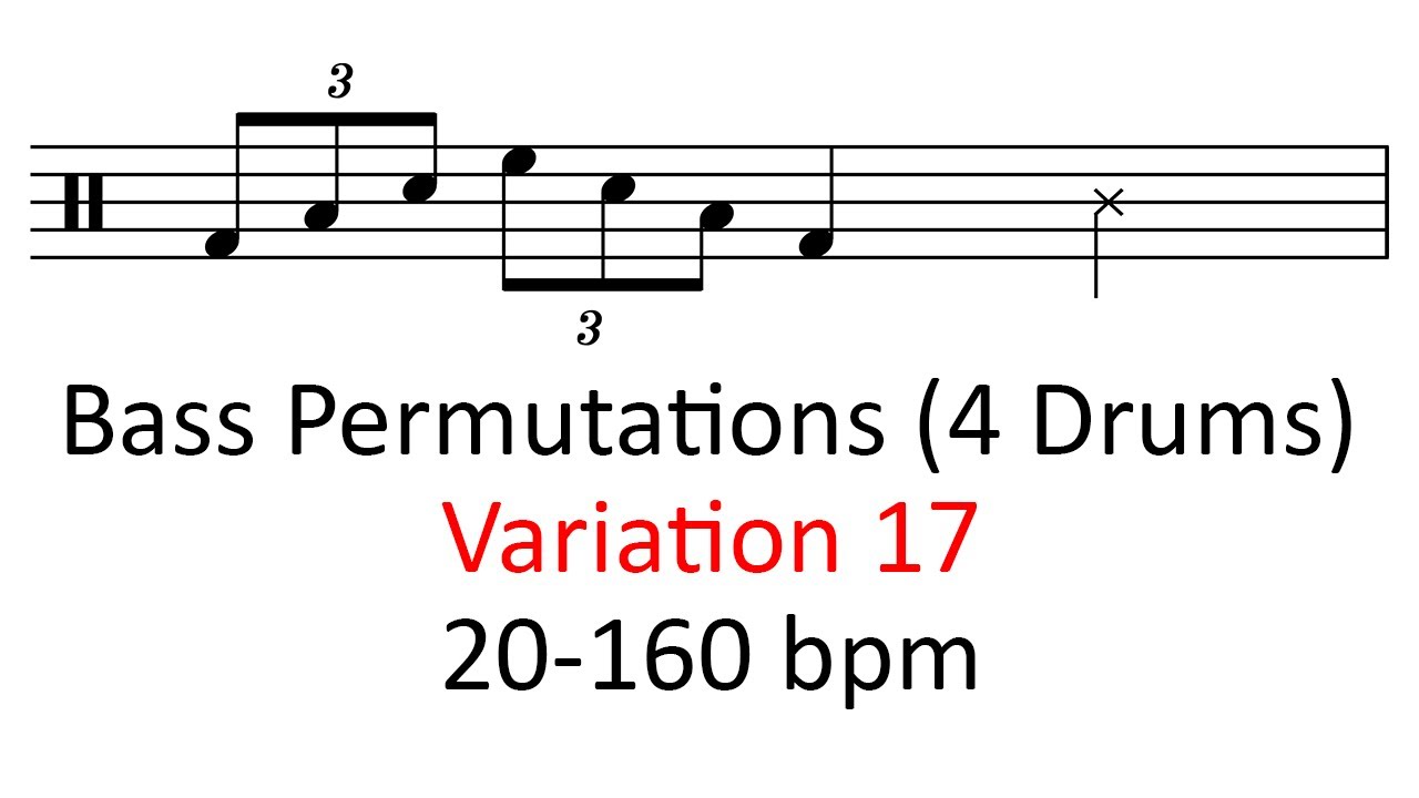 4 drum bass runs permutations (var 17) 20160 bpm playalong bass