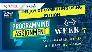 NPTEL The Joy of Computing using Python Week 7 Programming Quiz Assignment Solutions | Swayam 2022