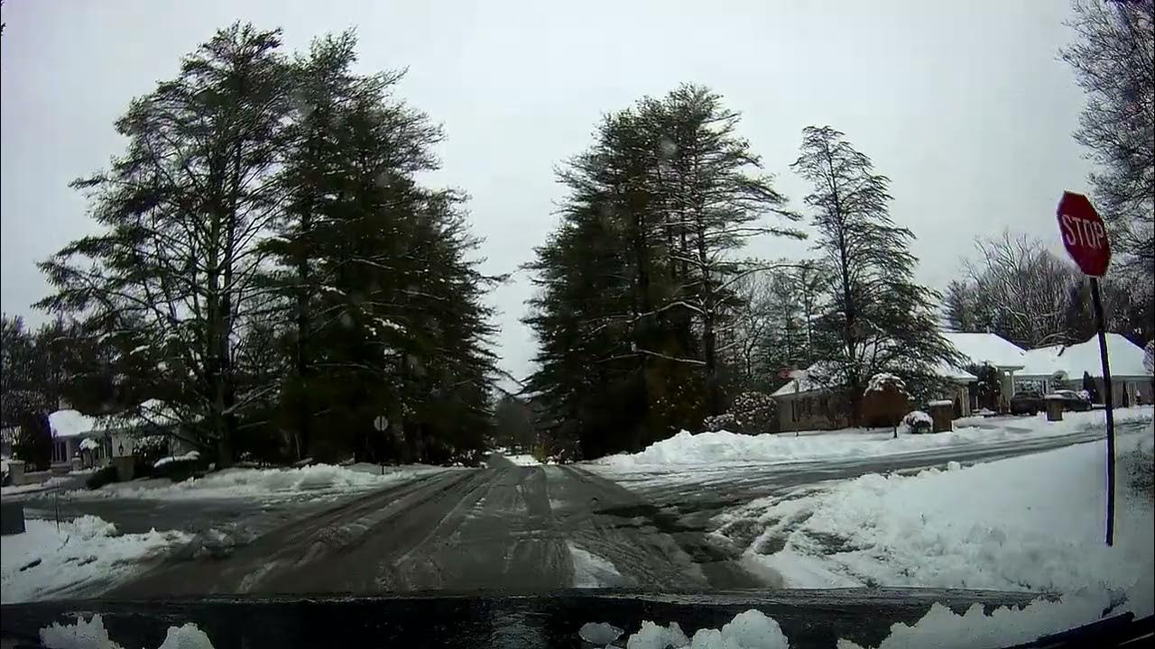 Rhode Island's First Snow Of The Season Driving In Lincoln, Rhode