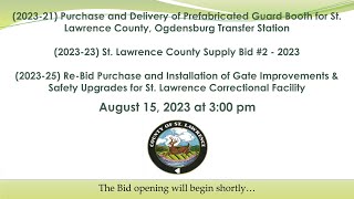 St. Lawrence County Bid Openings - (2023-21), (20203-23), (2023-25)