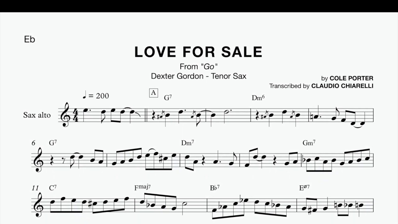 Love for sale - Dexter Gordon Solo trascribed in Eb - YouTube