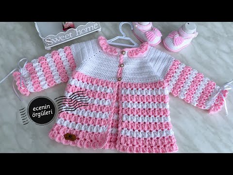 Kız Çocuklar için çok Güzel ve Kolay Tığ işi Hırka / 6 ay /Süveter Ceket