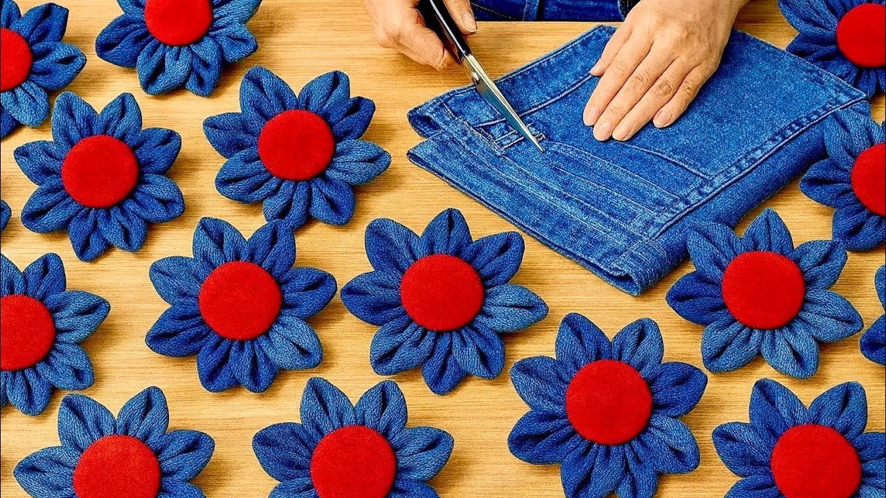 DIY Hair Clip Made From Old Jeans!👖