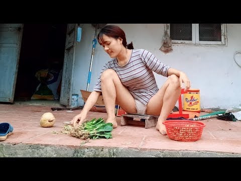 Single Mom picking vegetables