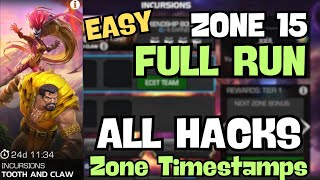 Zone 1 to 15 Incursions Completion - All Hack Selections & Fights | MCOC
