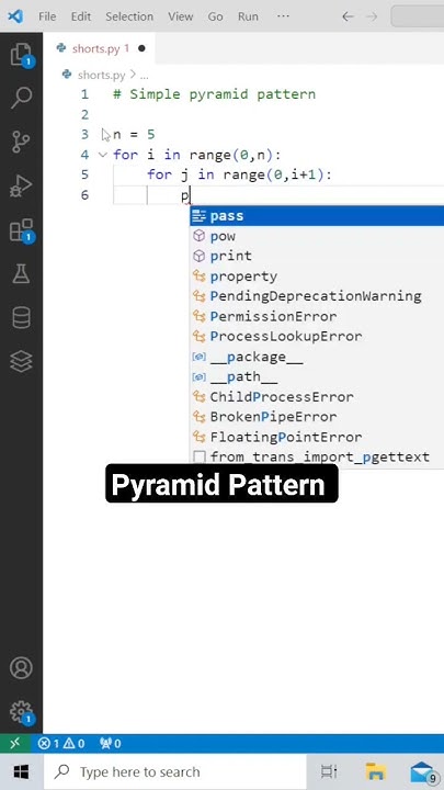 Pyramid Pattern in Python #shorts #coding - YouTube