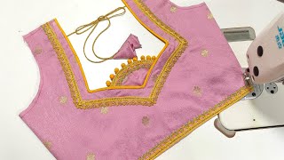 New Designer Blouse Back Neck Design with Fancy Lace & Dori 🌟#DesignerBlouse