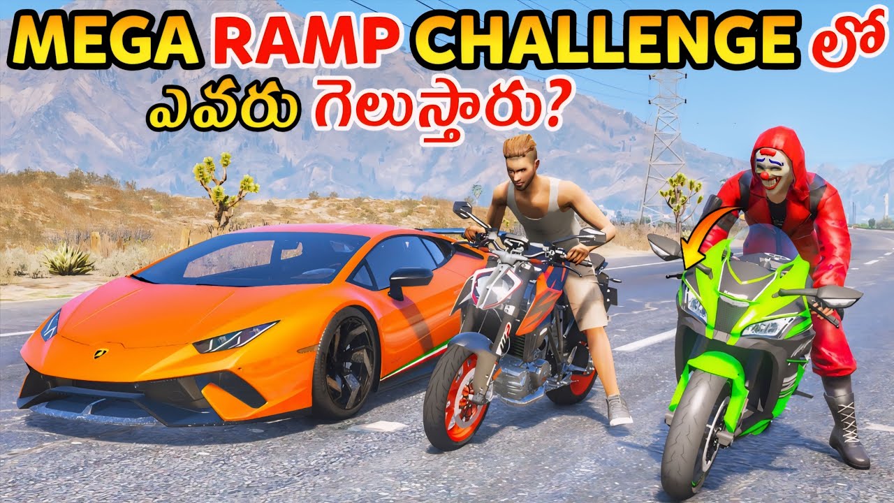 Mega Ramp Challenge | Adam Vs Red Criminel | Gta 5 Gameplay in Telugu