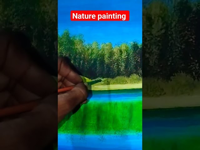 nature painting/nature painting tutorial #shorts#short#art #scenery #painting #acryliclandscape class=