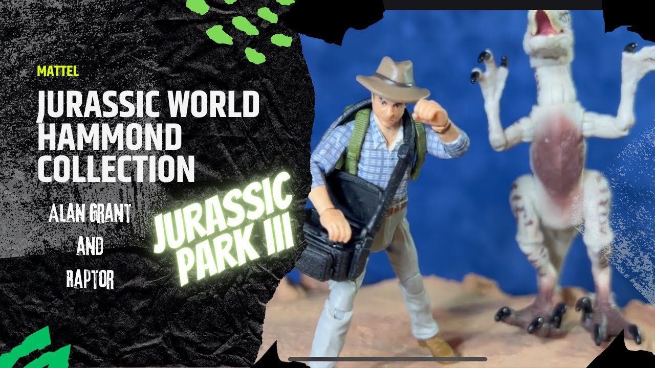 Jurassic Park III Hamond Collection Alan Grant and Raptor 3.75 inch ...