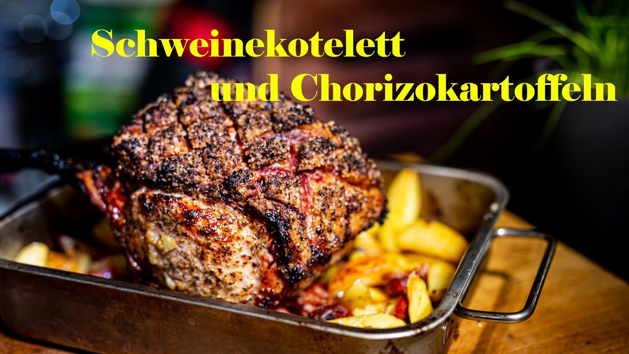 Schweinekotelett Braten mit Chorizo Kartoffeln vom Grill - Einfach ...