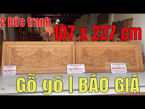 26tr Tranh Gỗ Đồng Quê 107x237cm Gỗ Gõ Mặt 5cm Cực Đẹp. Đồ Gỗ Bảo Lộc