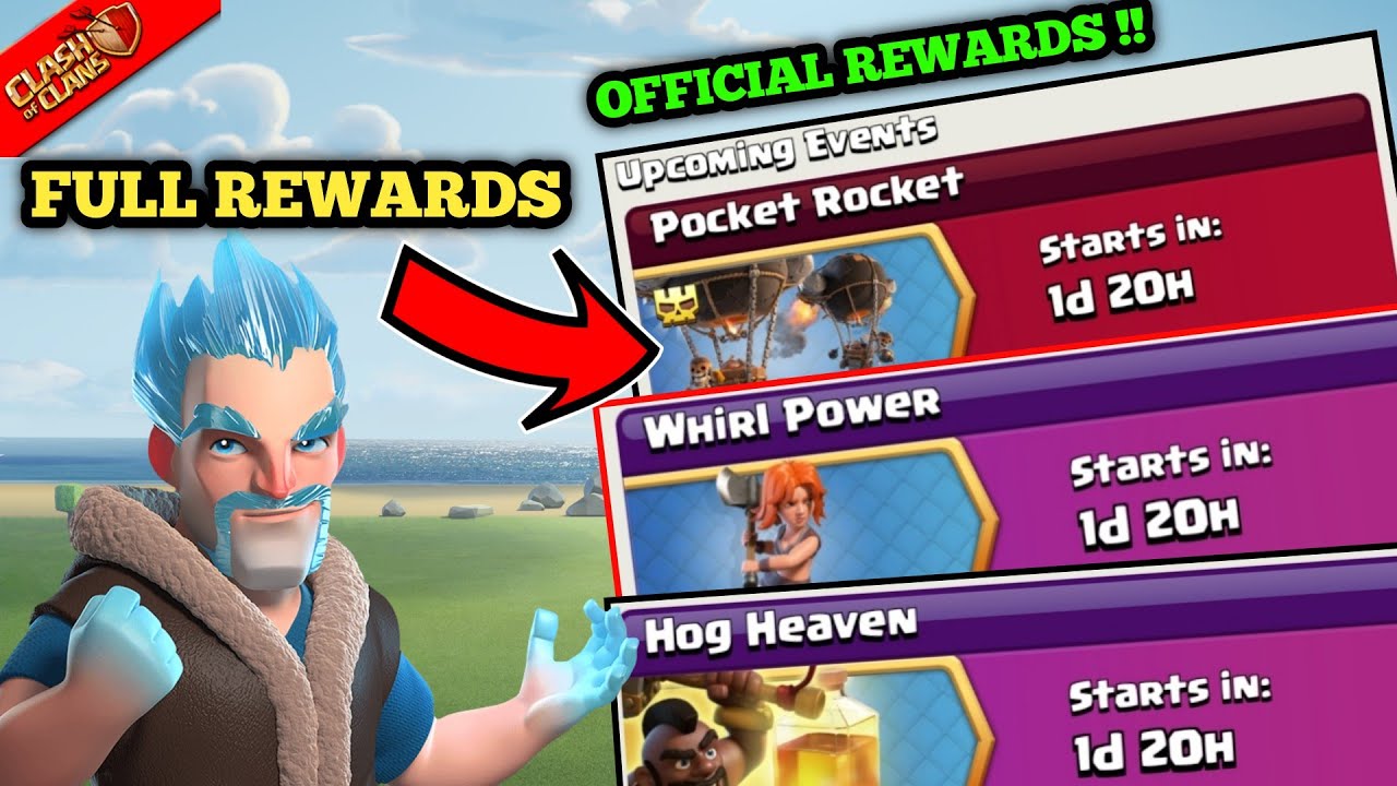 Upcoming Pocket Rocket, Whirl Power & Hog Heaven Event 🤩 - Full Rewards is Here - Clash Of Clans