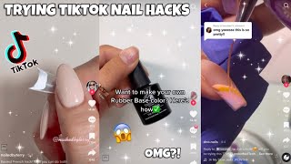 TRYING TIKTOK NAIL HACKS TO SEE IF THEY WORK | VIRAL NAIL TRENDS | MAKARTT NEW SOFT GEL NAIL TIPS