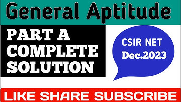 General Aptitude || CSIR NET Dec 2023 Complete solution