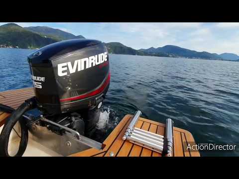 Speed boat powered by Evinrude E-tec 75 HP (multicam video)