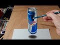 Levitating Red Bull Can - How to Draw 3D Red Bull - Trick Art on Paper