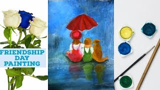 Friendship day drawing with acrylics for beginners I FRIENDSHIP DAY SPECIAL 2019 I acrylic painting screenshot 3