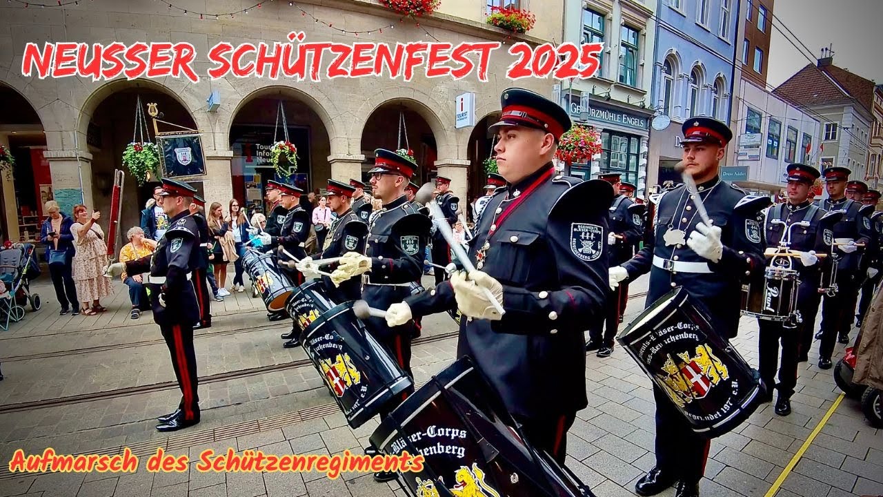 Neusser Schützenfest 2025💐Aufmarsch des Schützenregiments-Glanzvolle Königsparade durch die Straßen
