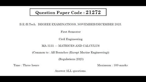 #MA3151 - Matrices and Calculus- NOV DEC 23- PART A- FULLY SOLVED  - PART 1