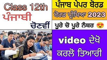 pseb class 12 punjabi elective paper solved 2023