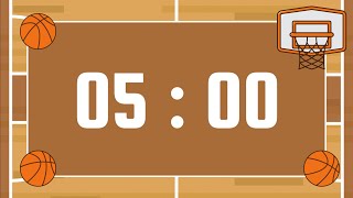 5-Minute Timer | With Techno Hip Hop Instrumental Music & Alarm Bell | Basketball Theme 🏀