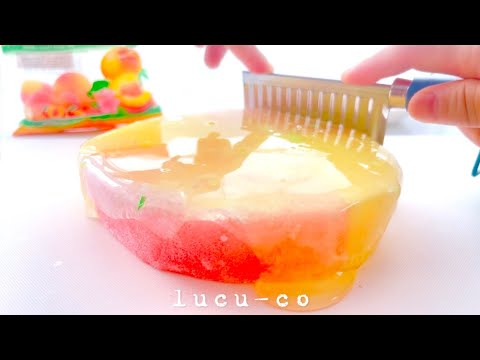 【slime ASMR】🍑HARIBOジャリシャキピーチグミ スポンジスライム🍑| Peach Gummy Crunchy Sponge Slime