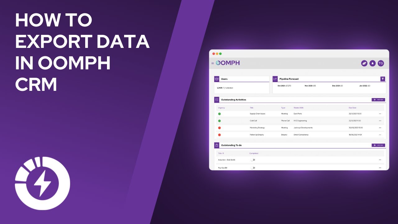 How To Export Data In Oomph CRM