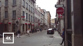 Walking Tour Old Montreal, Binaural City Ambience Sounds | 4K