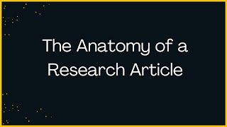 The Anatomy of A Research Article
