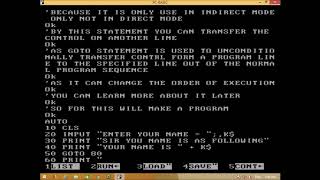 GW BASIC LESSON 24 GOTO STATEMENT UNCONDITIONAL TRANSFER