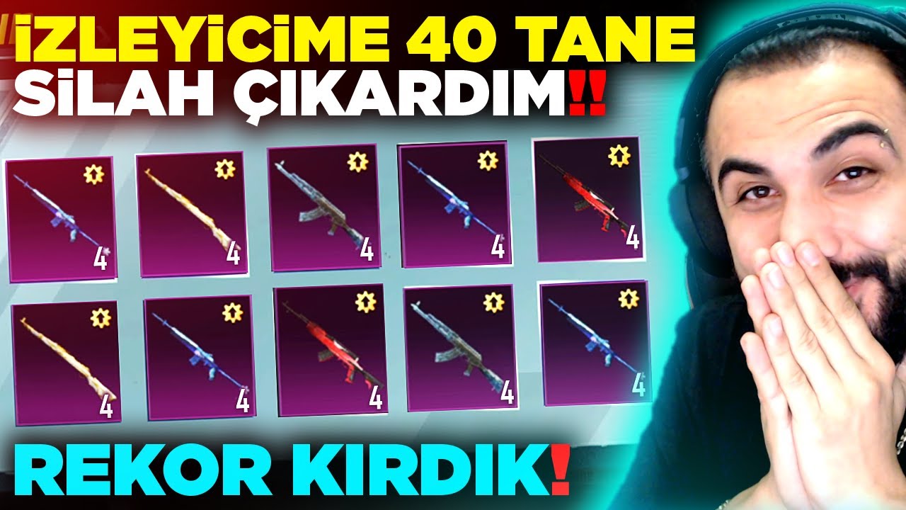 YENİ REKOR!! 😮 İZLEYİCİME 40 YÜKSELTİLEBİLİR SİLAH BİRDEN ÇIKARDIM! PUBG MOBILE'İ PATLATTIK!!