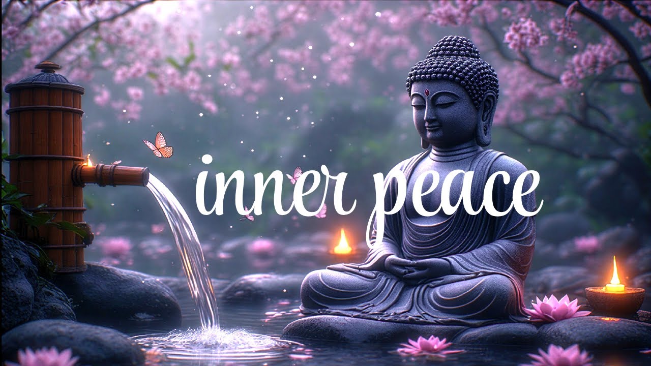 Calm Buddha Meditation Ambience 🌸 Flowing Water, Piano & Flute | Deep Sleep & Inner Peace