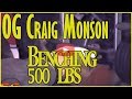 OG Craig Monson bench presses 500 lbs with wide grip 9 times in 1985