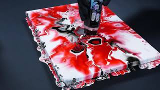 Acrylic pour Painting with Netflix Colors  and a Cold Air Blower