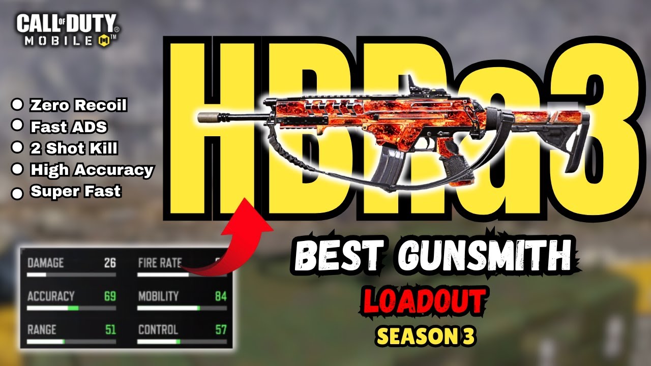 BEST HBRa3 Gunsmith/Loadout | No Recoil Fast ADS | HBRa3 Attachments COD Mobile Season 3
