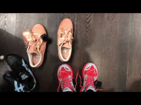 Kate wearing Asics - sockless shoe shopping