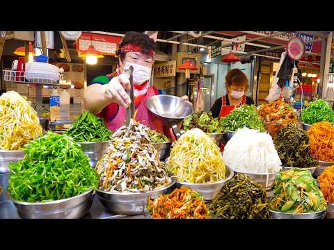 무한리필이 뭐꼬?! 새벽부터 주문 폭주하는 비빔밥 부터 칼국수 까지 ! 소울푸드 ! TOP 10 Korean Traditional Market Street Food Masters