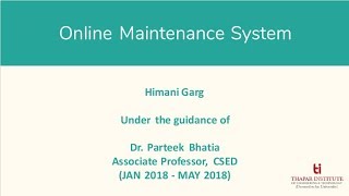 Online Maintenance System (OMS)