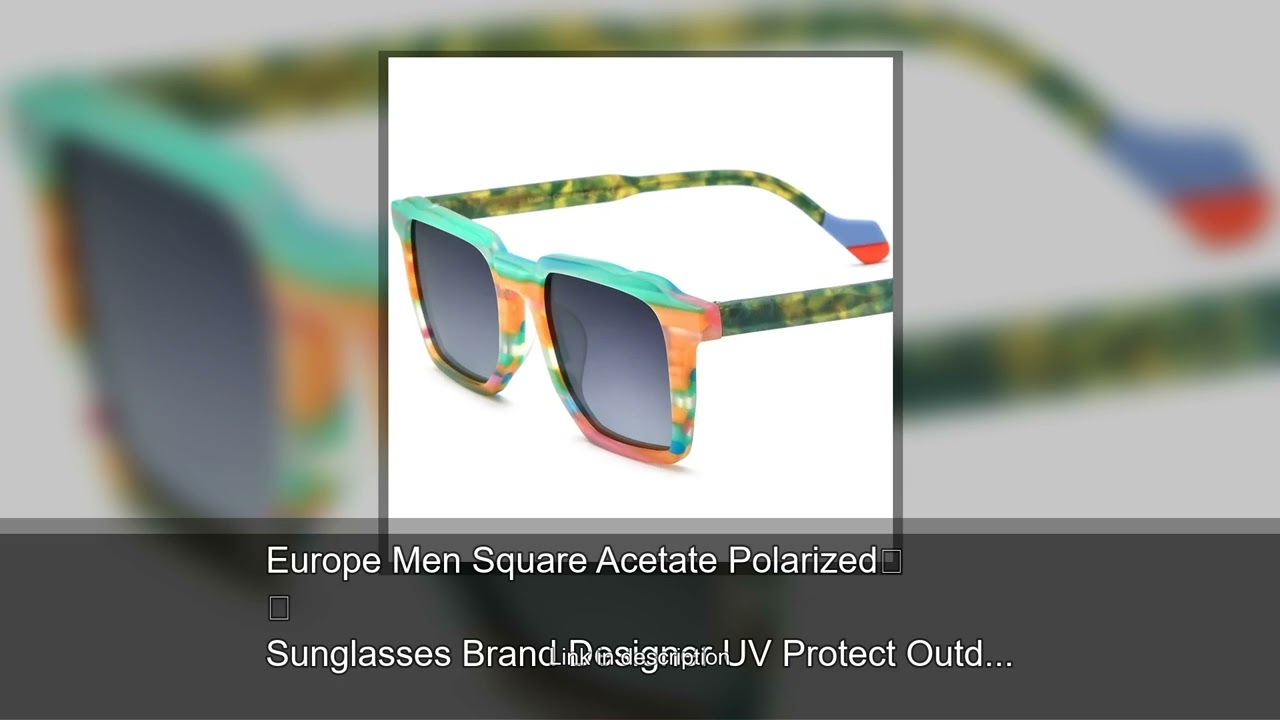 Europe Men Square Acetate Polarized Sunglasses Brand Designer UV Protect Outdoor Driving Sun Gl