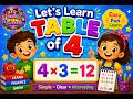 Table of 4 for Kids 🌈 | Learn Multiplication Table of 4 Easy | Fun Math Learning