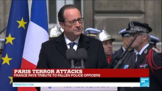 PARIS ATTACKS - Watch French president François Hollande's homage to fallen officers