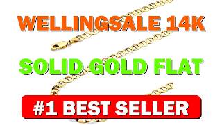 Wellingsale 14K Solid Gold Flat Mariner Chains (Select Options) - B0CSJBKBHW